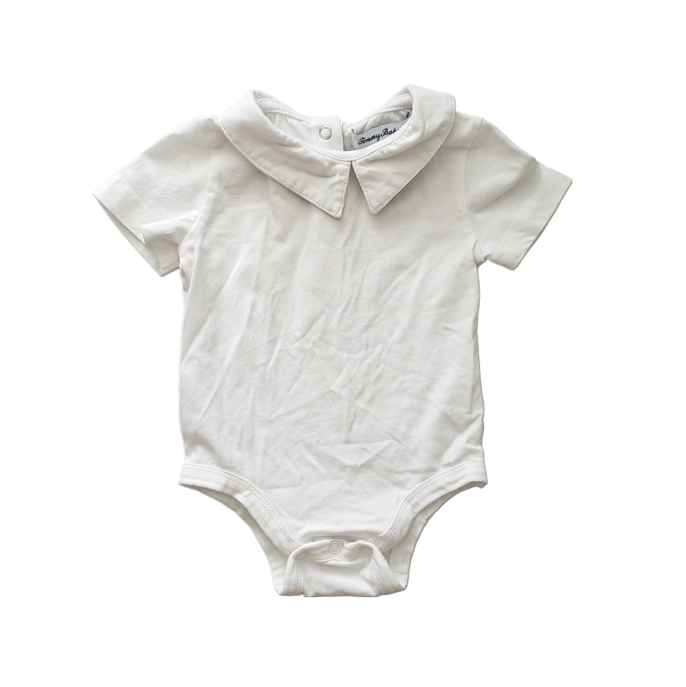 Tommy Bahama 6-9m Pointed Peter Pan Collar White Short Sleeve Bodysuit